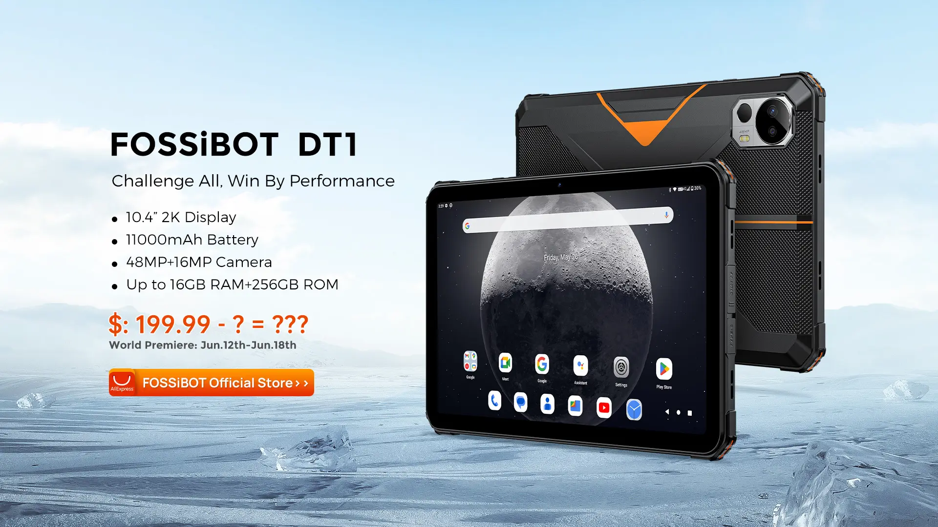 FOSSiBOT DT1 Lite Rugged Tablet – Black | Europe