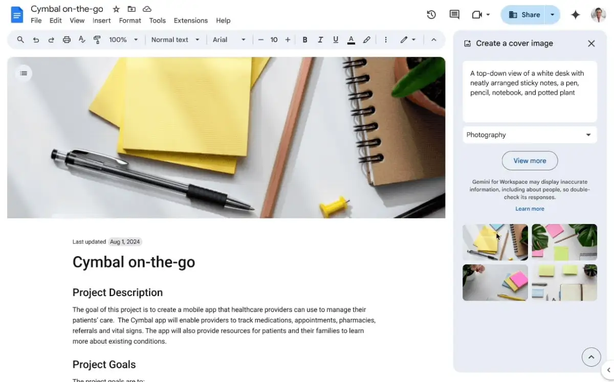 Google Docs añade IA para crear imágenes personalizadas en tus documentos