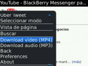 YouTube Download Downloader para BlackBerry