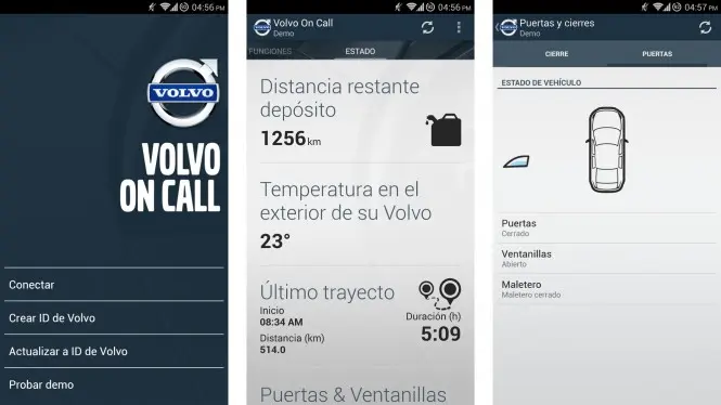 Interfaz demo de Volvo On Call