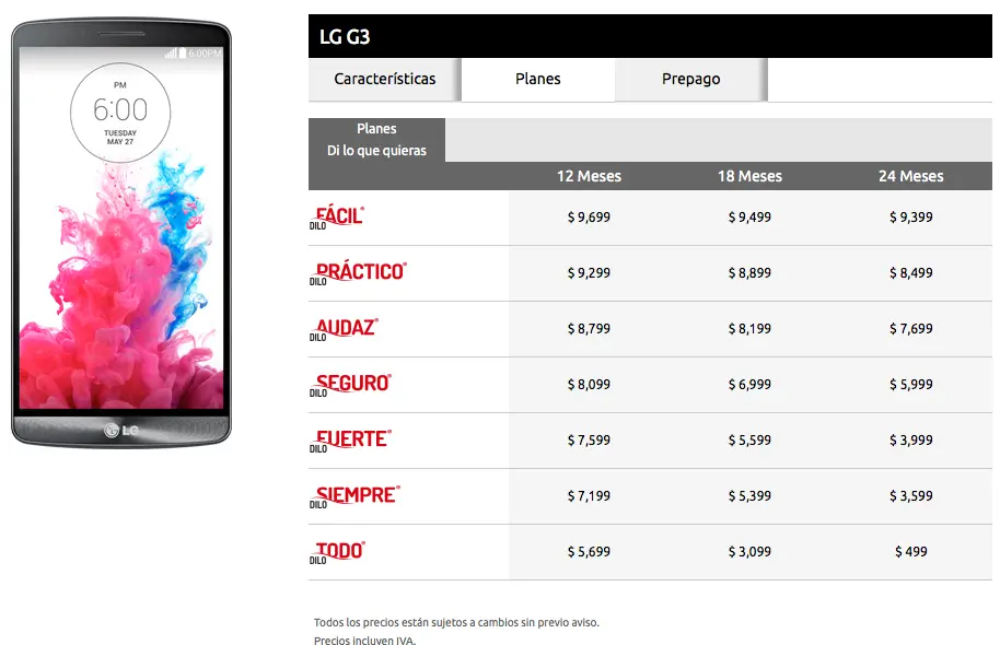 LG G3-iusacell.planes