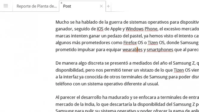 Muévete entre documentos por medio de pestañas