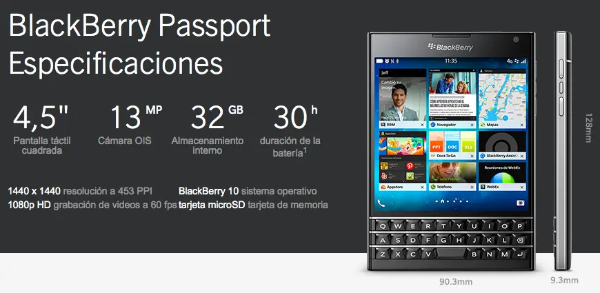 especificaciones BlckBerry Passport