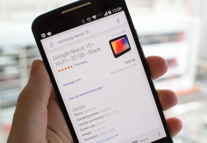 Google Shopping desde un dispositivo móvil