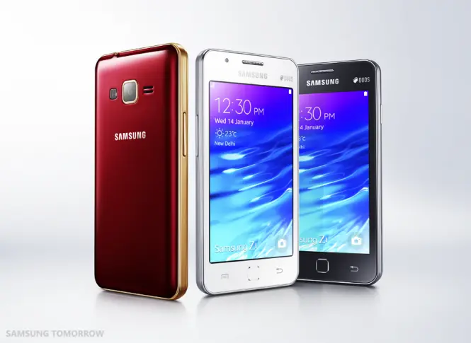 Samsung Z1 en sus 3 opciones de color