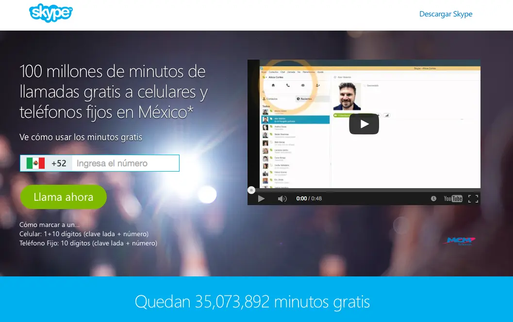 Skype llamadas gratis Mexico