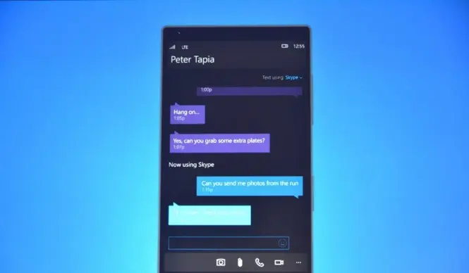 Windows 10 para moviles hub mensajes