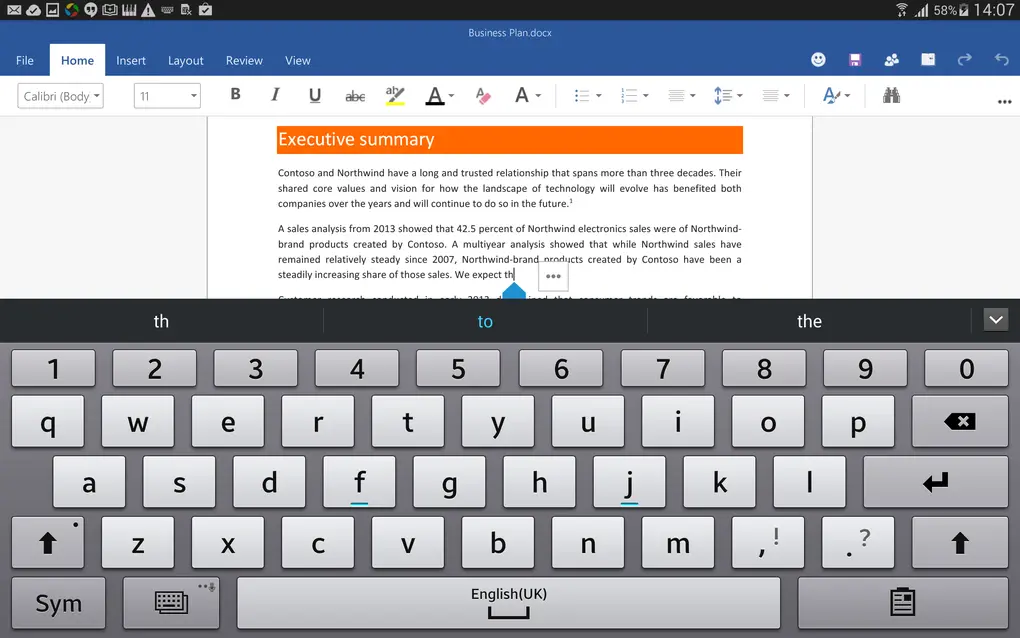 office para tablets Android