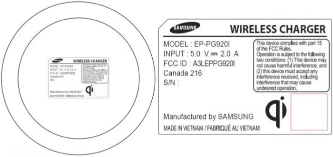Certificación de la FCC para el cargador inalámbrico del Samsung Galaxy S6