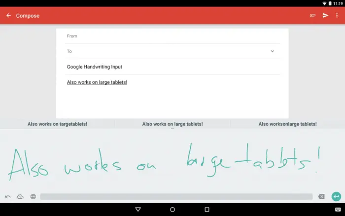 Escritura a mano de Google en tablets