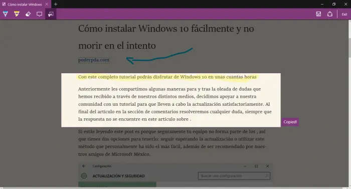 Las notas en pantalla es de las mejores características de Microsoft Edge