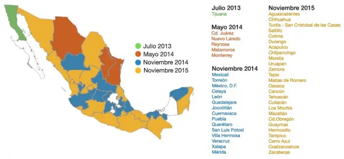 Mapa de apagón analógico en México