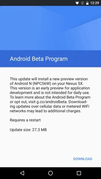 nexus android beta