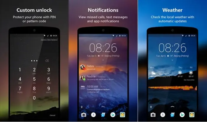 Aplicación Microsoft Next Lock Screen