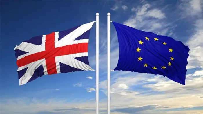 Bandera Reino Unido y Bandera Unión Europea Brexit