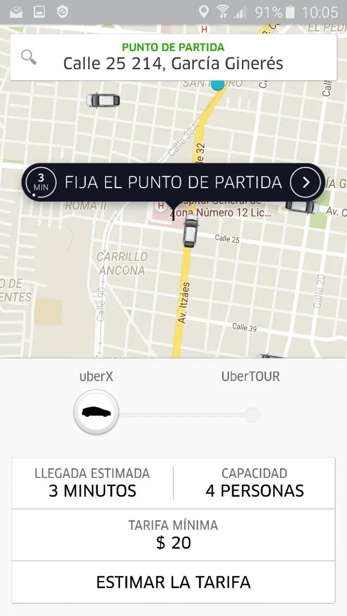 uber tarifa estimada