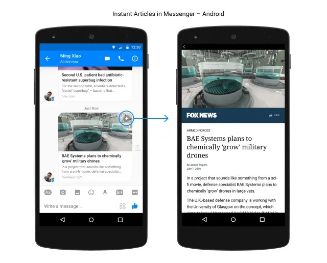 Instant Articles en Facebook Messenger