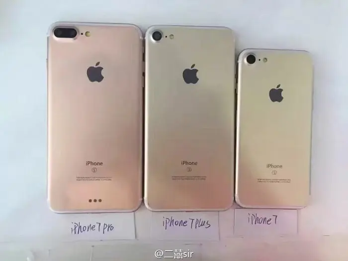 iPhone 7, iPhone 7 Plus y iPhone 7 Pro por atrás