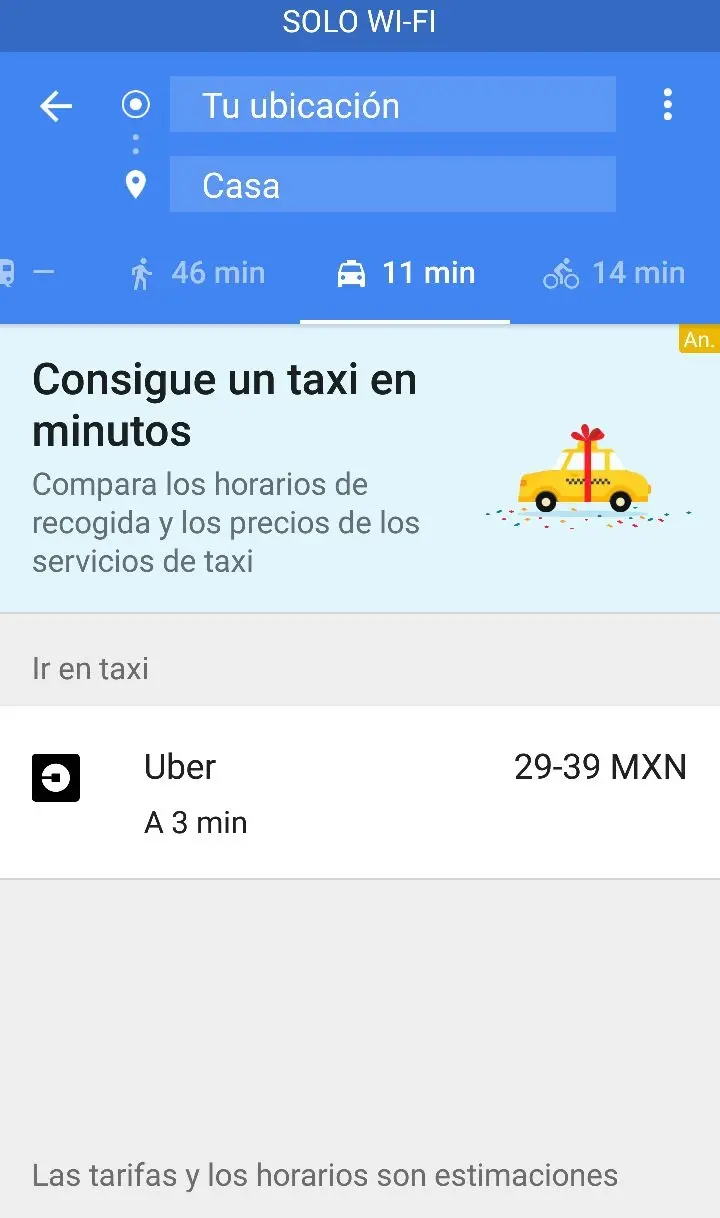 google mapas taxi