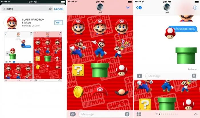 Pack de stickers Super Mario Run iMessage iOS 10