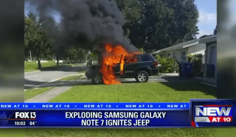 jeep incendiada galaxy note 7