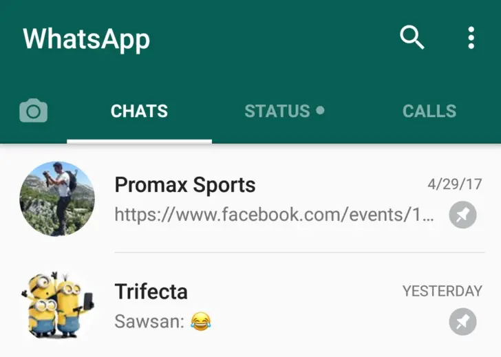 whatsapp permite fijar 3 conversaciones