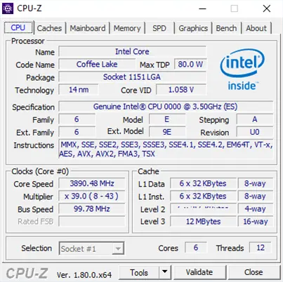 intel core i7 8700k cpuz filtracion especificaciones
